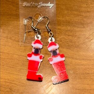Fashion Jewelry Red Santa Stocking Earrings